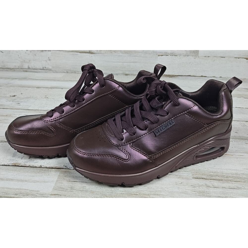 Skechers Street Uno Womens 7.5 Brown Leather Sneakers Comfort Walking Shoes